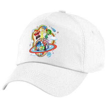 Inside Out, Καπέλο παιδικό Baseball, 100% Βαμβακερό Twill, Λευκό (ΒΑΜΒΑΚΕΡΟ, ΠΑΙΔΙΚΟ, UNISEX, ONE SIZE)