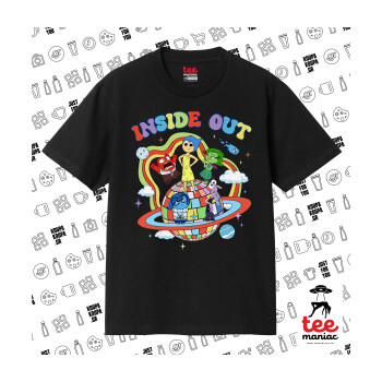 Inside Out, Κλασικό T-Shirt, διπλής ραφής, χωρίς πλευρικές ραφές ΜΑΥΡΟ από 100% βαμβάκι. Vegan & OEKO-TEX πιστοποιημένο.