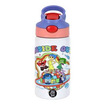 Inside Out, Παιδικό παγούρι θερμό, ανοξείδωτο, με καλαμάκι ασφαλείας, ροζ/μωβ (350ml)