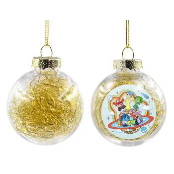 Inside Out, Στολίδι Χριστουγεννιάτικη μπάλα δένδρου διάφανη με χρυσό γέμισμα 8cm
