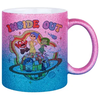 Inside Out, Κούπα Χρυσή/Μπλε Glitter, κεραμική, 330ml