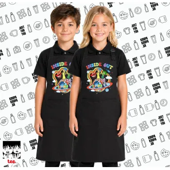 Inside Out, Μαύρη ΠΑΙΔΙΚΗ Ποδιά μακριά Σεφ ολόσωμη με τσέπες