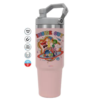 Inside Out, ΡΟΖ χρώματος Θερμός Ανοξείδωτο 890ml (30oz) με χερούλι