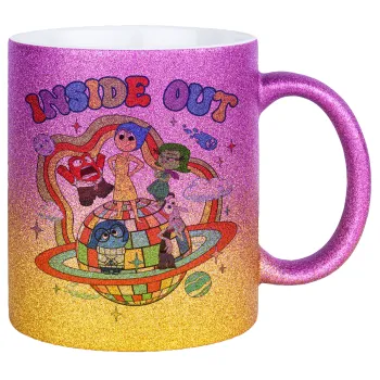 Inside Out, Κούπα Χρυσή/Ροζ Glitter, κεραμική, 330ml