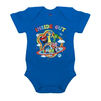 Inside Out, Βρεφικό φορμάκι μωρού, Μπλε Κοβαλτίου, 100% Organic Cotton, κοντομάνικο