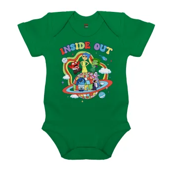 Inside Out, Βρεφικό φορμάκι μωρού, ΠΡΑΣΙΝΟ, 100% Organic Cotton, κοντομάνικο