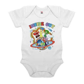 Inside Out, Βρεφικό φορμάκι μωρού, 0-24 μηνών, ΛΕΥΚΟ, 100% Organic Cotton, κοντομάνικο