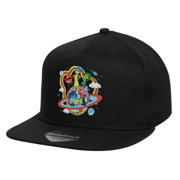 Inside Out, Children's Flat Snapback Hat, Black (100% COTTON, CHILD, UNISEX, ONE SIZE)