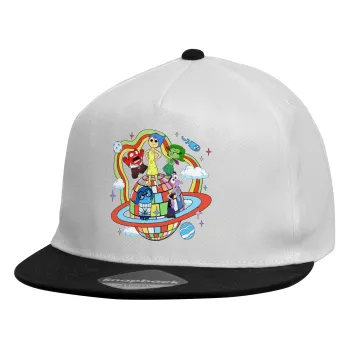 Inside Out, Child's Flat Snapback Hat, White (100% COTTON, CHILDREN'S, UNISEX, ONE SIZE)