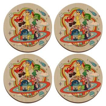 Inside Out, ΣΕΤ x4 Σουβέρ ξύλινα στρογγυλά plywood (9cm)