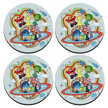 Inside Out, SET of 4 round wooden coasters (9cm)