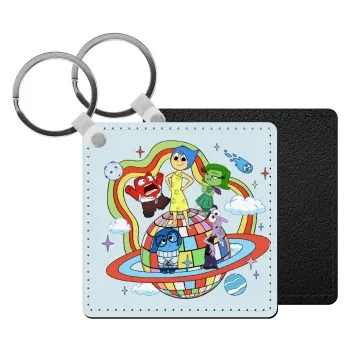 Inside Out, Μπρελόκ Δερματίνη, τετράγωνο ΜΑΥΡΟ (5x5cm)