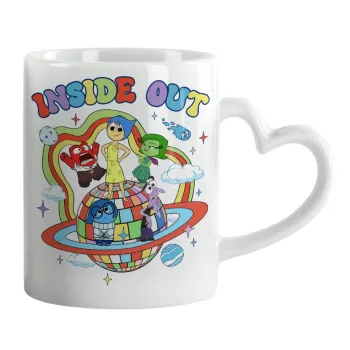 Inside Out, Κούπα καρδιά χερούλι λευκή, κεραμική, 330ml