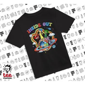 Inside Out, Άνετο παιδικό T-Shirt ΜΑΥΡΟ από 100% βαμβάκι, για κάθε μέρα. Vegan & OEKO-TEX πιστοποιημένο.