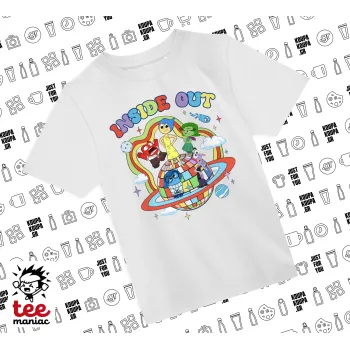 Inside Out, Άνετο παιδικό T-Shirt ΛΕΥΚΟ από 100% βαμβάκι, για κάθε μέρα. Vegan & OEKO-TEX πιστοποιημένο.