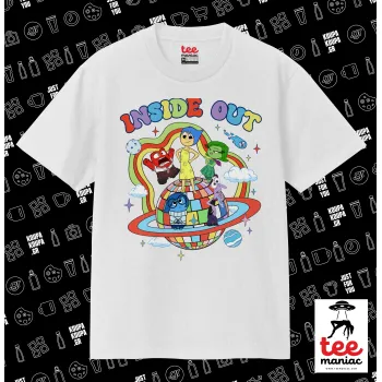 Inside Out, Κλασικό T-Shirt, διπλής ραφής, χωρίς πλευρικές ραφές ΛΕΥΚΟ από 100% βαμβάκι. Vegan & OEKO-TEX πιστοποιημένο.