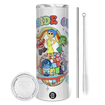 Inside Out, Tumbler ποτήρι θερμό από ανοξείδωτο ατσάλι 600ml, με μεταλλικό καλαμάκι & βούρτσα καθαρισμού