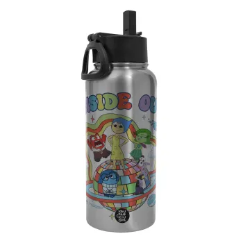 Inside Out, Metal mug thermo Silver with Straw and Spout Lid (Stainless steel), double wall, 950ml