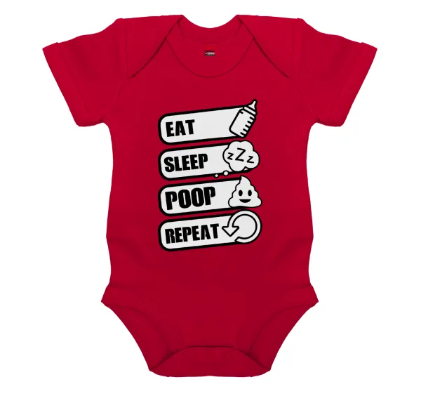Eat — Short-sleeve baby bodysuit, RED, 100% organic cotton