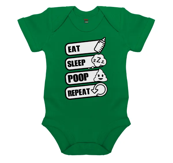 Eat — Short-sleeve baby bodysuit, GREEN, 100% organic cotton