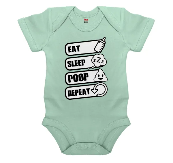 Eat — Short-sleeve baby bodysuit, 0-18 months, mint, 100% organic cotton