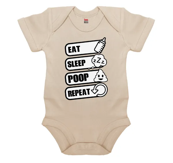 Eat — Short-sleeve baby bodysuit, 0-18 months, natural (ecru), 100% organic cotton