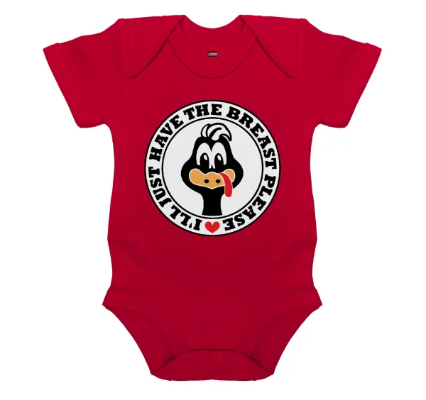I'll Just Have The Breast Please — Short-sleeve baby bodysuit, RED, 100% organic cotton