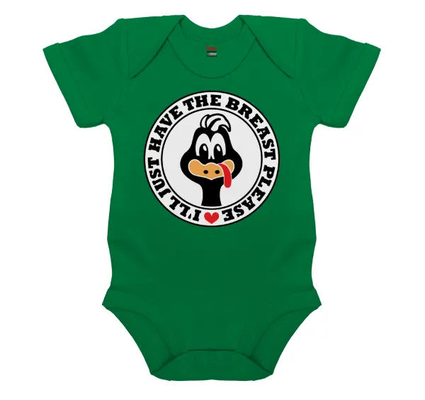 I'll Just Have The Breast Please — Short-sleeve baby bodysuit, GREEN, 100% organic cotton