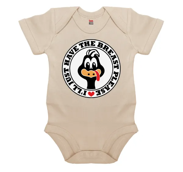 I'll Just Have The Breast Please — Short-sleeve baby bodysuit, 0-18 months, natural (ecru), 100% organic cotton