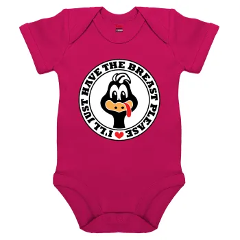 I'll Just Have The Breast Please, Βρεφικό φορμάκι μωρού, 0-18 μηνών, ΡΟΖ, 100% Organic Cotton, κοντομάνικο