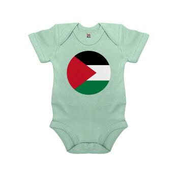 Σημαία Παλαιστίνης, Βρεφικό φορμάκι μωρού, 0-18 μηνών, mint (Μέντα), 100% Organic Cotton, κοντομάνικο