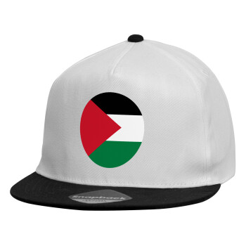 Palestine Flag, Child's Flat Snapback Hat, White (100% COTTON, CHILDREN'S, UNISEX, ONE SIZE)