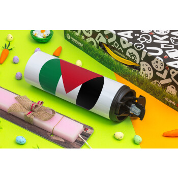 Palestine Flag, Easter candle,Travel Tumbler 2 Lids, with metal straw & cleaning brush & aromatic flat candle (30cm) (PINK)
