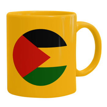 Palestine Flag, Ceramic coffee mug yellow, 330ml