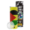 Neon Yellow Travel Tumbler θερμό, μεταλλικό καλαμάκι(Ανωξείδωτο 304 Food grade, BPA free, 600ml)