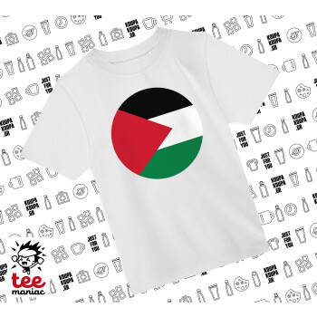 Σημαία Παλαιστίνης, Άνετο παιδικό T-Shirt ΛΕΥΚΟ από 100% βαμβάκι, για κάθε μέρα. Vegan & OEKO-TEX πιστοποιημένο.
