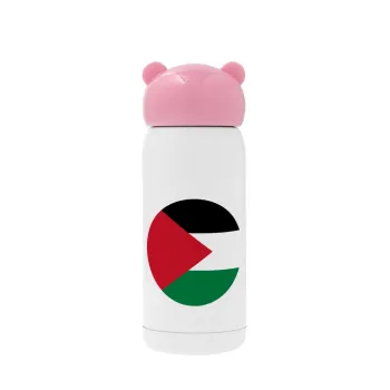 Palestine Flag, Pink stainless steel thermal flask, 320ml