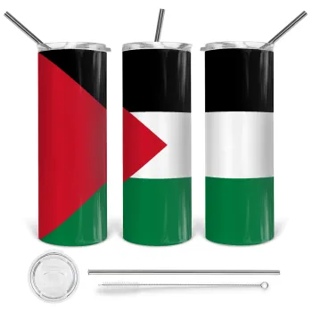Palestine Flag, Tumbler stainless steel 600ml, with metal straw & cleaning brush