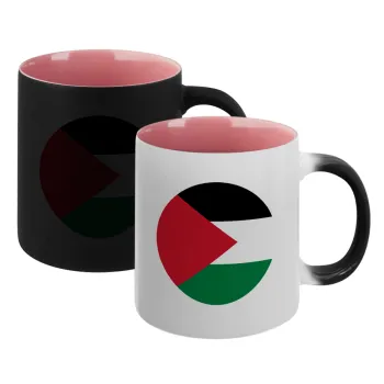 Palestine Flag, Κούπα Μαγική εσωτερικό ΡΟΖ, κεραμική 330ml που αλλάζει χρώμα με το ζεστό ρόφημα