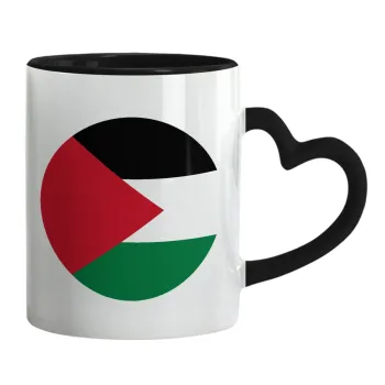 Palestine Flag, Mug heart black handle, ceramic, 330ml