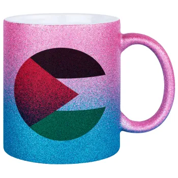 Palestine Flag, Κούπα Χρυσή/Μπλε Glitter, κεραμική, 330ml