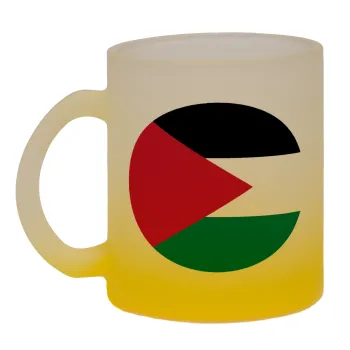 Palestine Flag, Κούπα γυάλινη δίχρωμη με βάση το κίτρινο ματ, 330ml