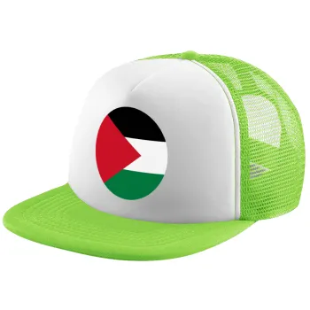 Palestine Flag, Adult Soft Trucker Hat with Mesh GREEN/WHITE (POLYESTER, ADULT, ONE SIZE)