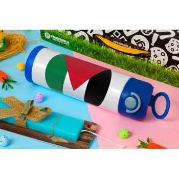 Palestine Flag, Easter candle, Childrens hot water bottle, stainless steel, with safety straw, BLUE (500ml)