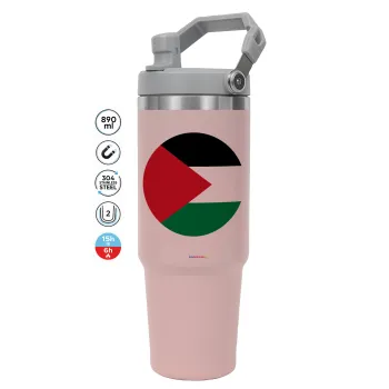 Palestine Flag, PINK Travel Tumbler with Handle 890ml