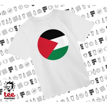 Σημαία Παλαιστίνης, Άνετο παιδικό T-Shirt ΛΕΥΚΟ από 100% βαμβάκι, για κάθε μέρα. Vegan & OEKO-TEX πιστοποιημένο.