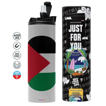 Palestine Flag, Tumbler stainless steel GREY 600ml