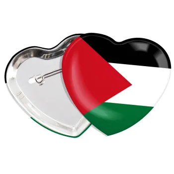 Palestine Flag, Κονκάρδα παραμάνα καρδιά (57x52mm)