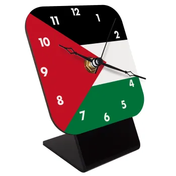 Palestine Flag, Quartz Wooden table clock with hands (10cm)