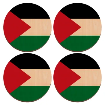 Palestine Flag, ΣΕΤ x4 Σουβέρ ξύλινα στρογγυλά plywood (9cm)